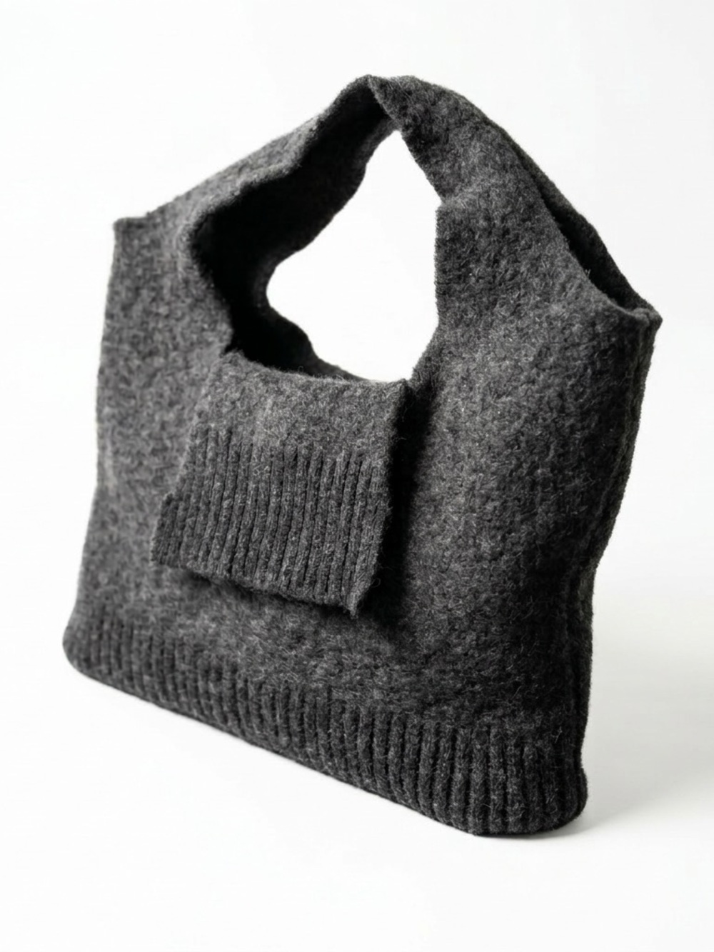 All Pure Wool Gray Knit Garment - Cozy Felted Texture